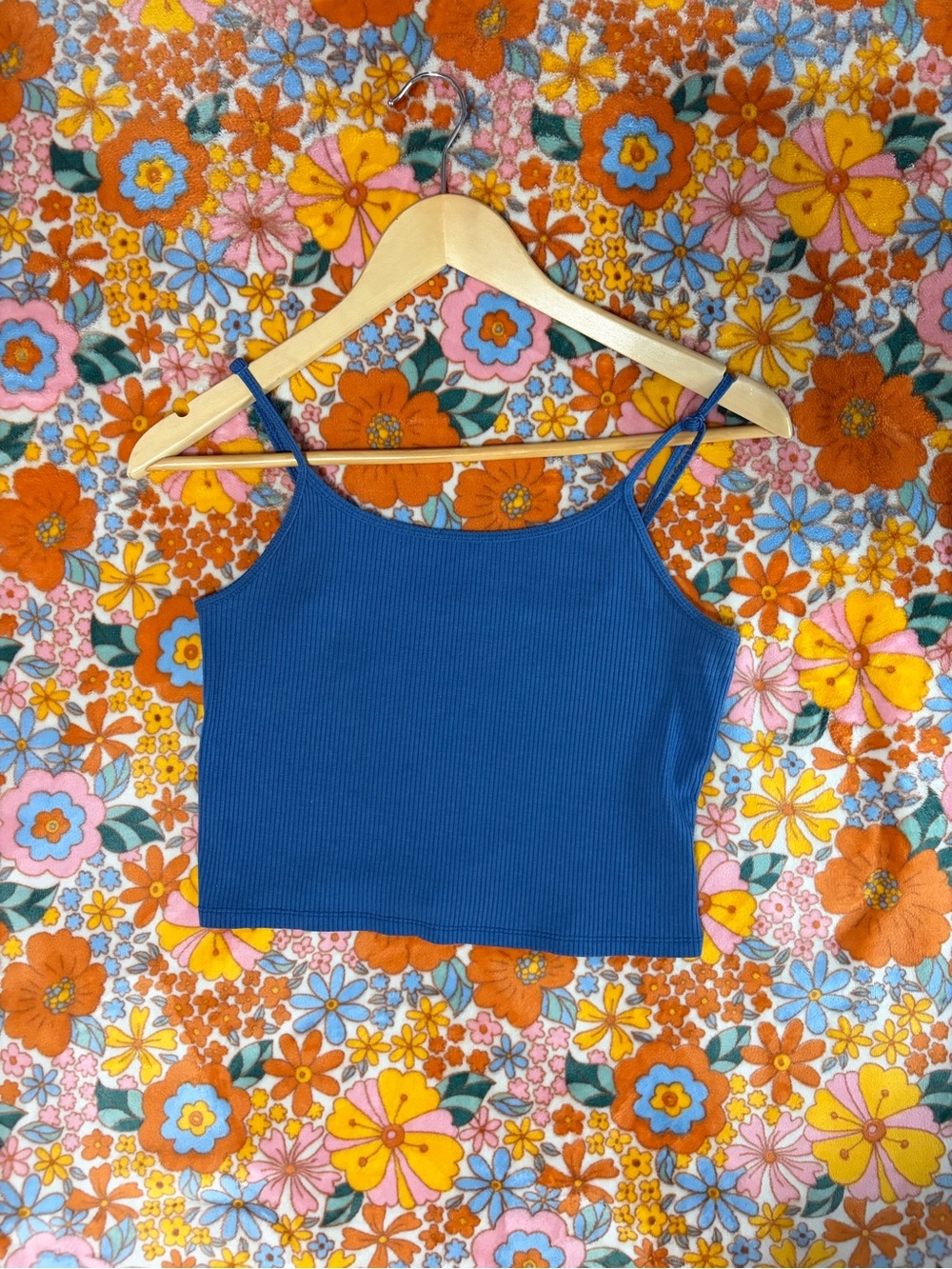 American Eagle Outfitters Blue Ribbed Cropped tank top size M